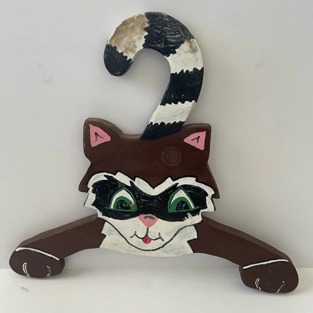 Vintage Kids Children Animal Clothes Hangers Wooden Set Of 3